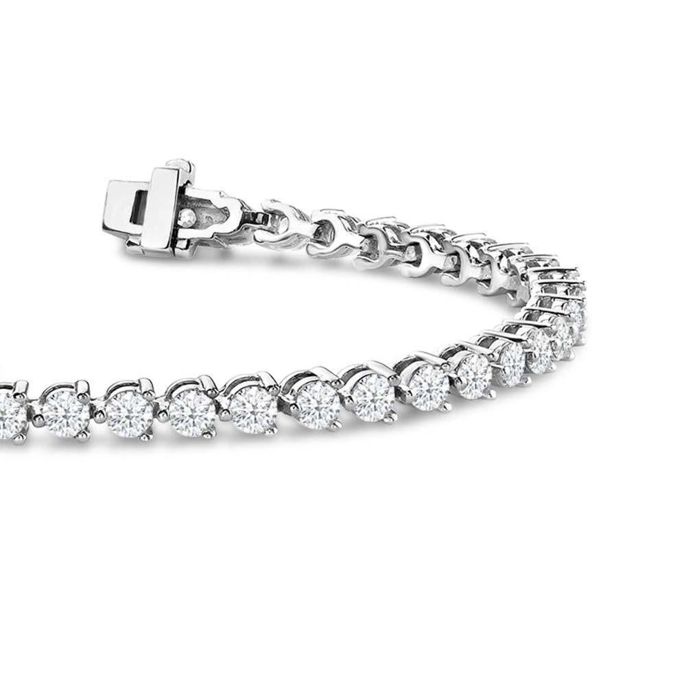 Contemporary 3-Prong Round Lab Diamond Tennis Bracelet with 5 Cut Diamond in 14KT White Gold view 4
