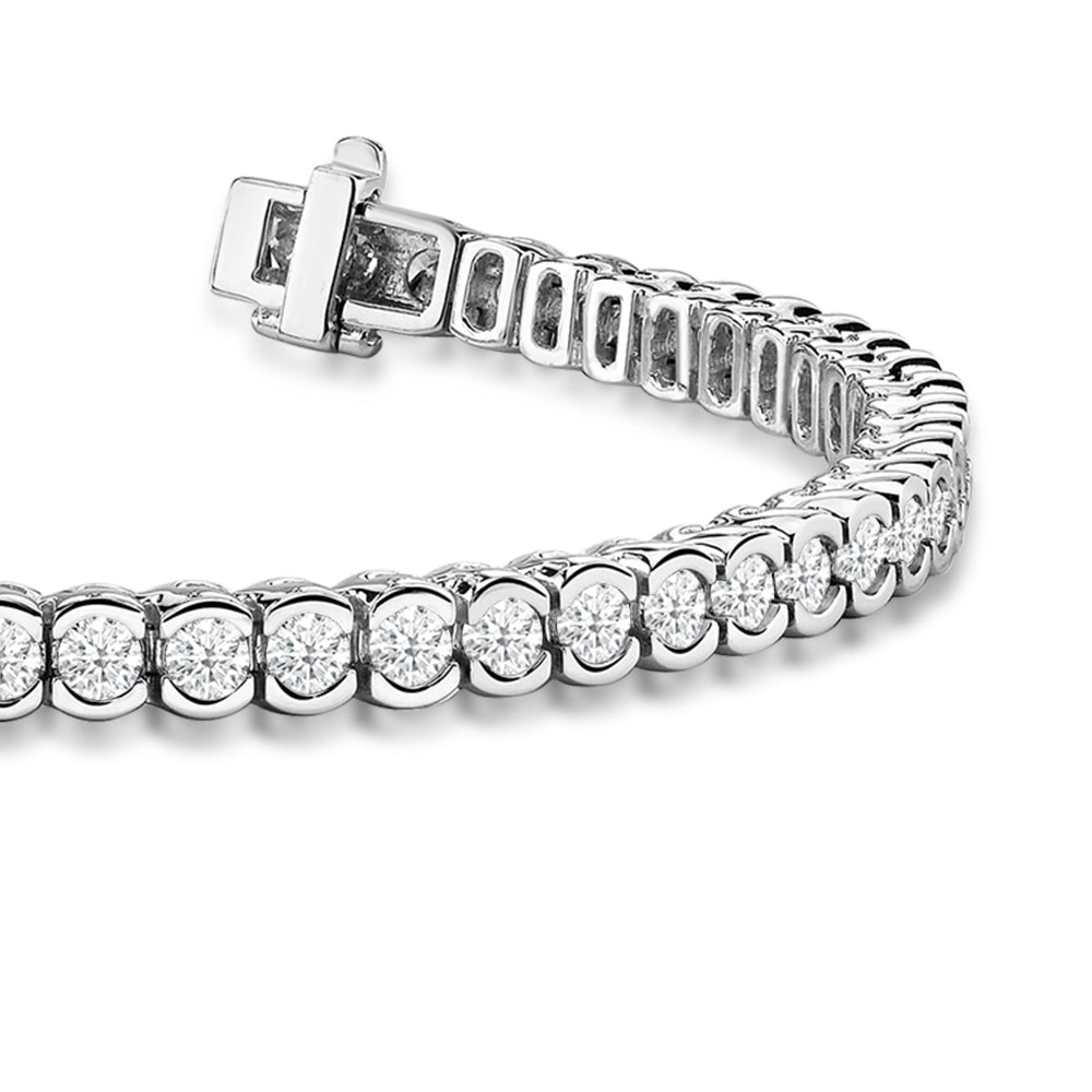 Half-Bezel Lab Diamond Tennis Bracelet with 7 Cut Diamond in 14KT White Gold view 4

