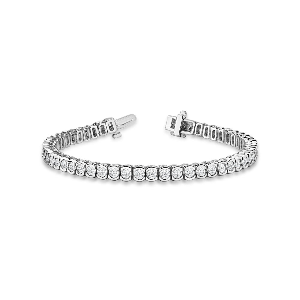 Half-Bezel Lab Diamond Tennis Bracelet with 8 1/2 Cut Diamond in 14KT White Gold view 1
