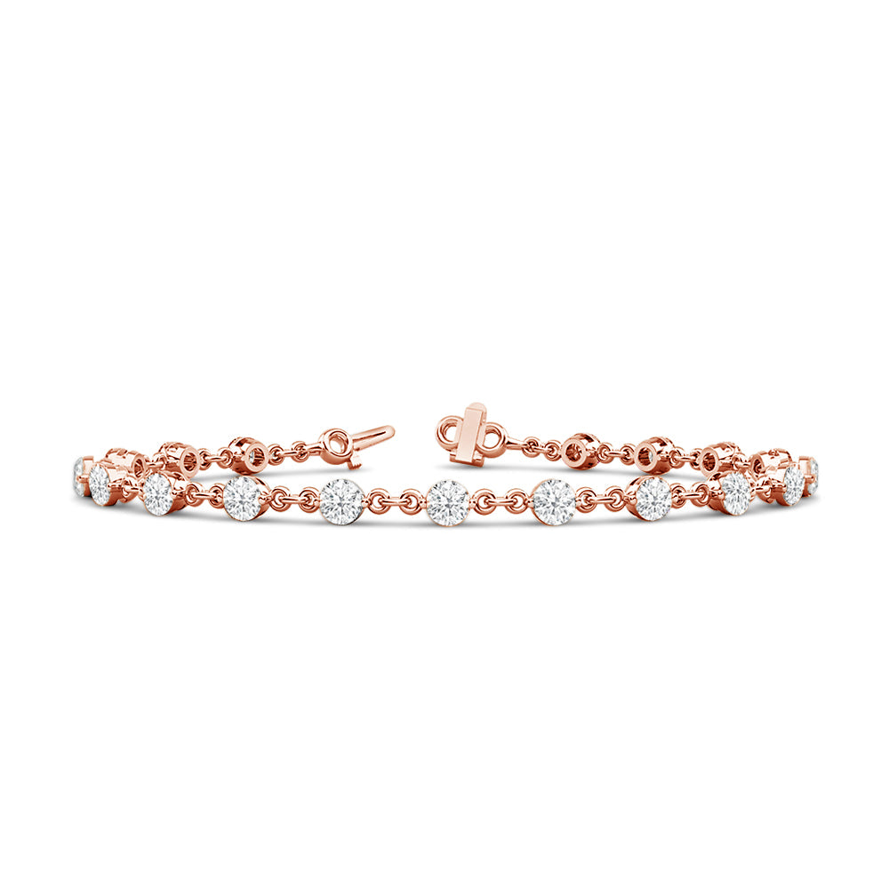 Lab Diamond Chain Link Bracelet with 3 3/8 Cut Diamond in 14KT Rose Gold view 21
