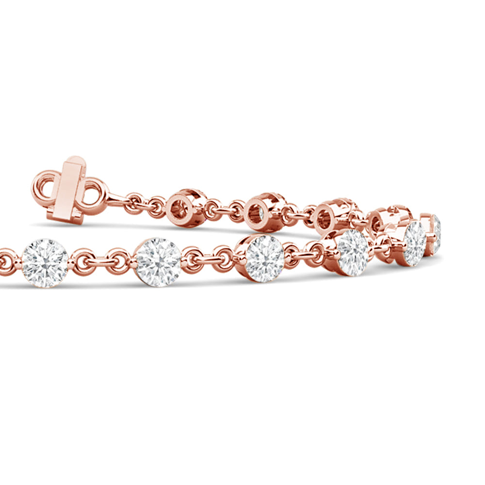 Lab Diamond Chain Link Bracelet with 3 3/8 Cut Diamond in 14KT Rose Gold view 24
