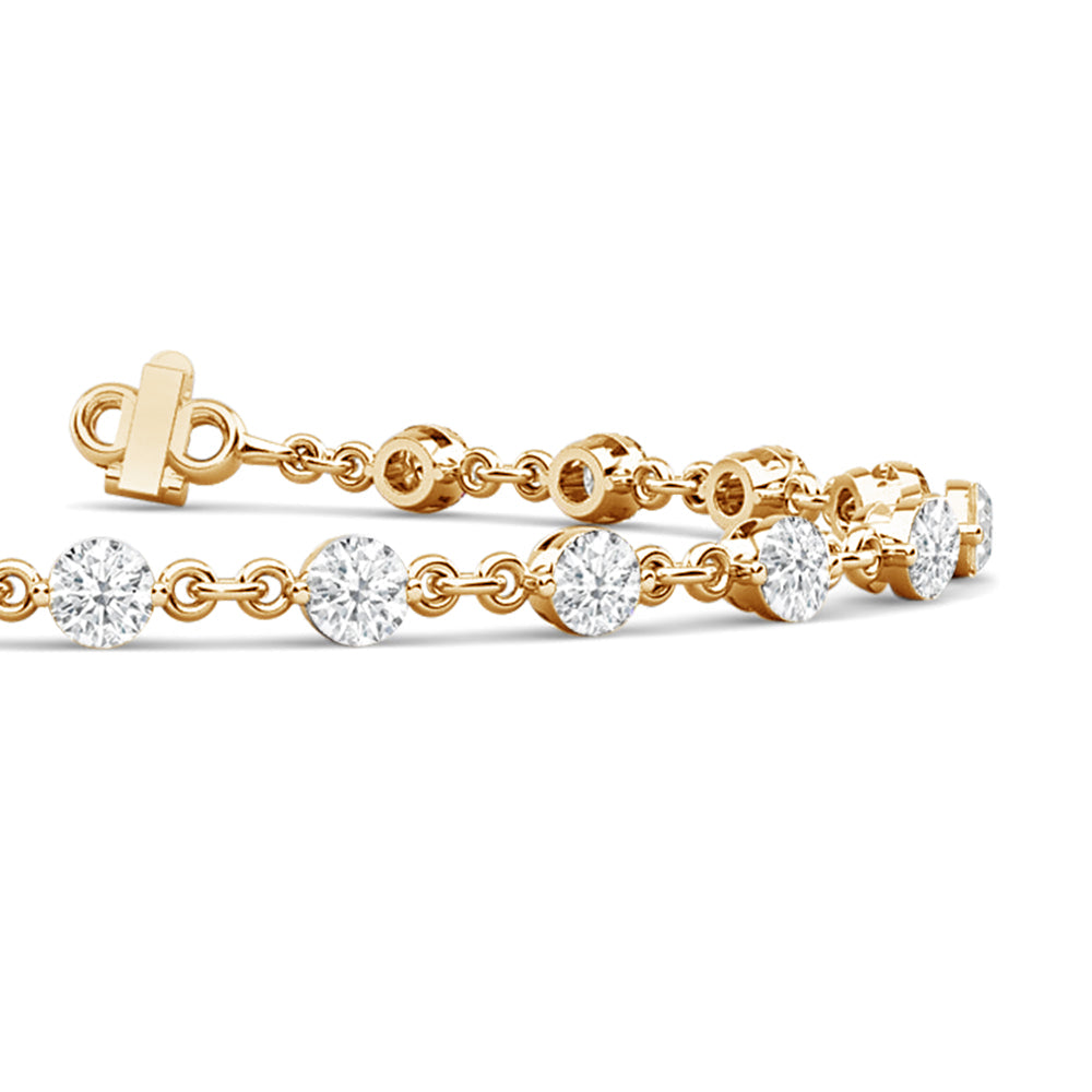 Lab Diamond Chain Link Bracelet with 3 3/8 Cut Diamond in 14KT Rose Gold view 19
