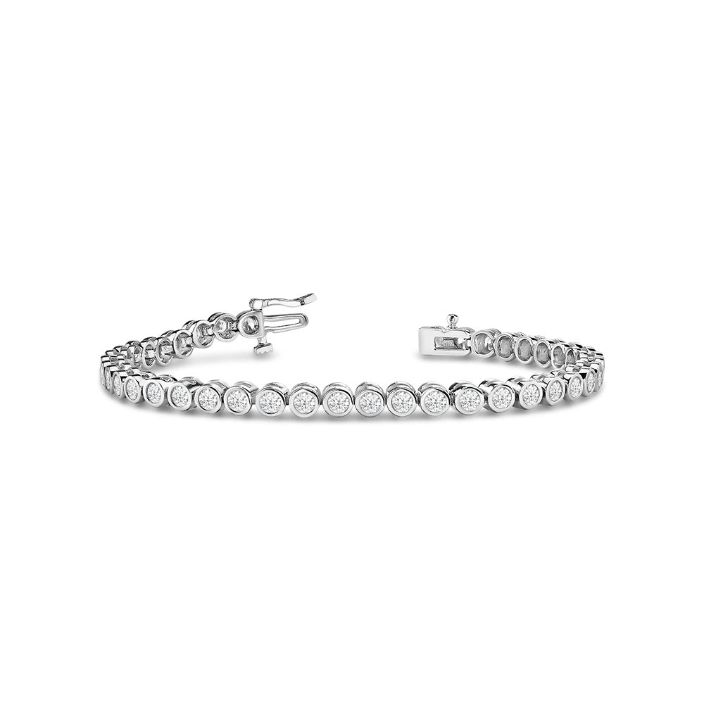 Bezel Set Round Lab Diamond Tennis Bracelet with 2 Cut Diamond in 14KT Rose Gold view 9
