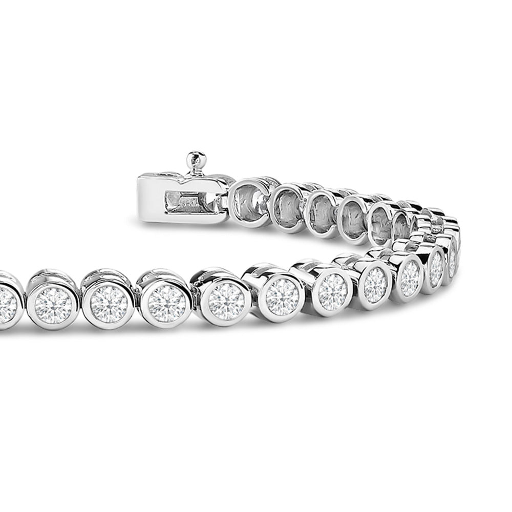 Bezel Set Round Lab Diamond Tennis Bracelet with 2 Cut Diamond in 14KT Rose Gold view 12
