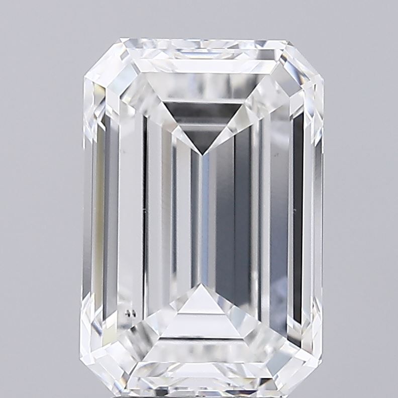 4.49 Carat Emerald Lab Diamond with  Cut Diamond in 14KT  view 1
