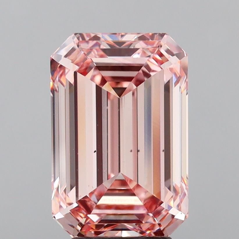5.09 Carat Emerald Lab Diamond with  Cut Diamond in 14KT  view 1
