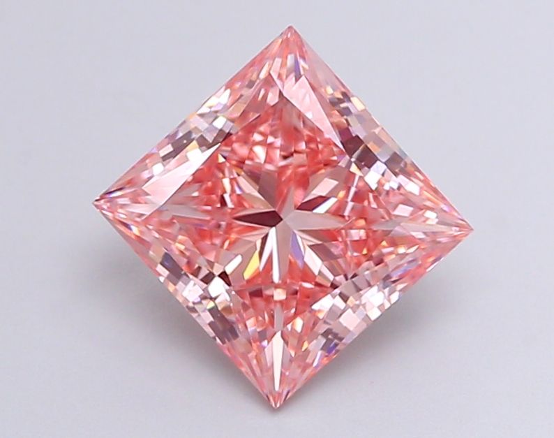 3.09 Carat Princess Lab Diamond with  Cut Diamond in 14KT  view 1
