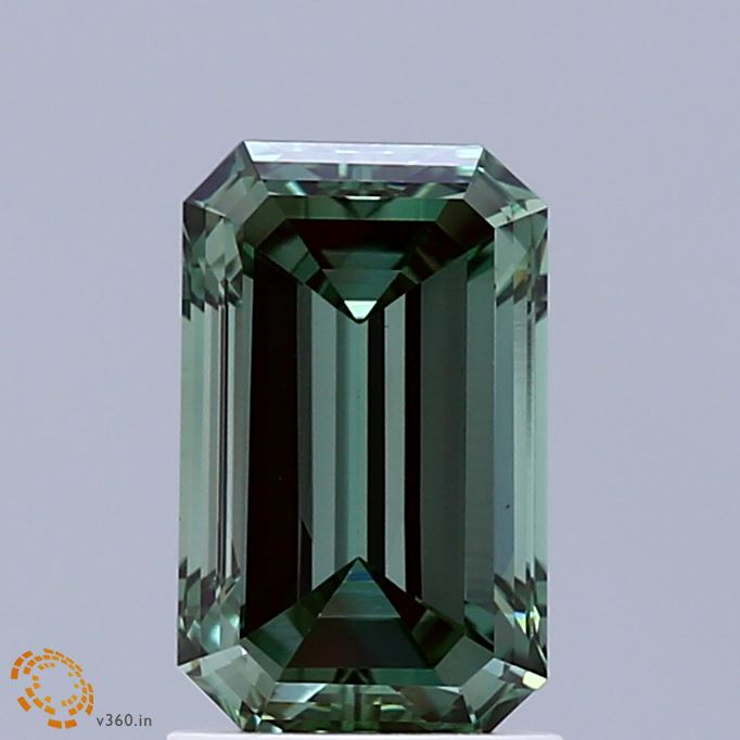 1.82 Carat Emerald Lab Diamond with  Cut Diamond in 14KT  view 1
