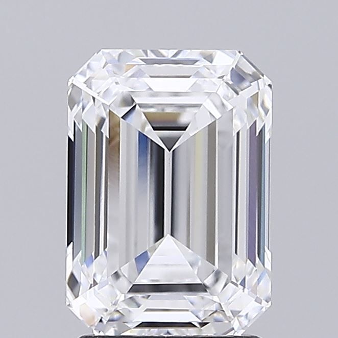 2.71 Carat Emerald Lab Diamond with  Cut Diamond in 14KT  view 1
