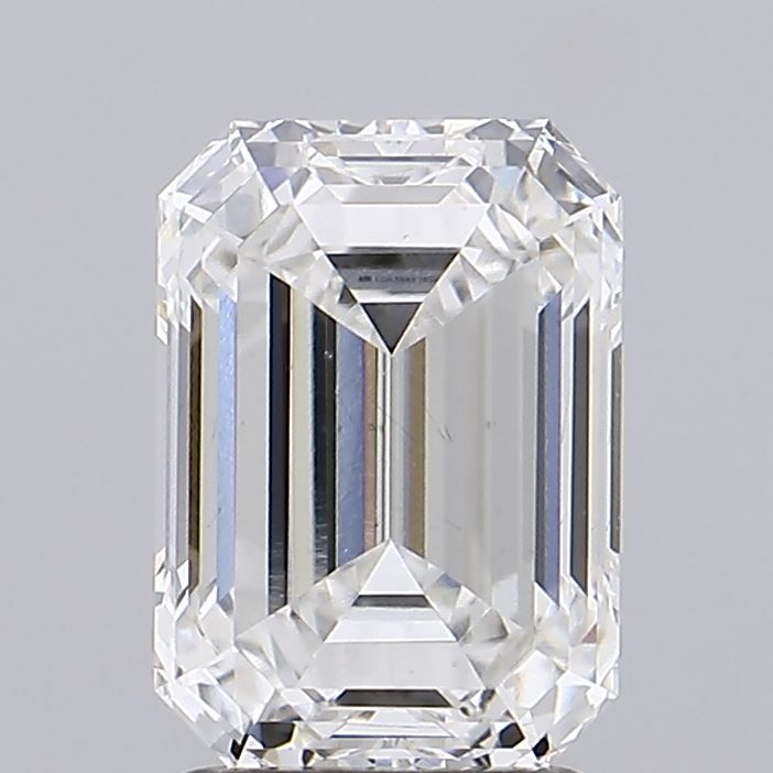 2.81 Carat Emerald Lab Diamond with  Cut Diamond in 14KT  view 1
