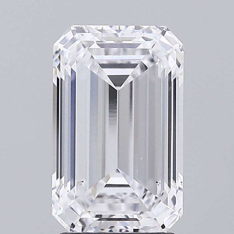 3.02 Carat Emerald Lab Diamond with  Cut Diamond in 14KT  view 1

