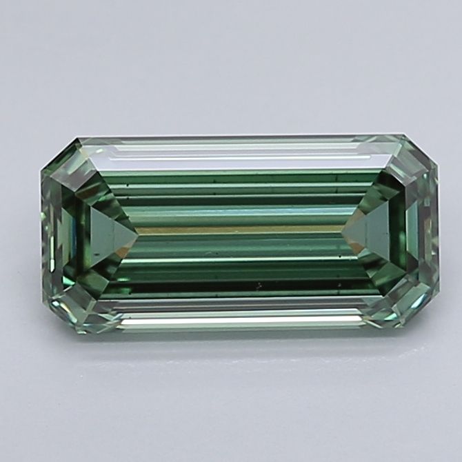 1.74 Carat Emerald Lab Diamond with  Cut Diamond in 14KT  view 1
