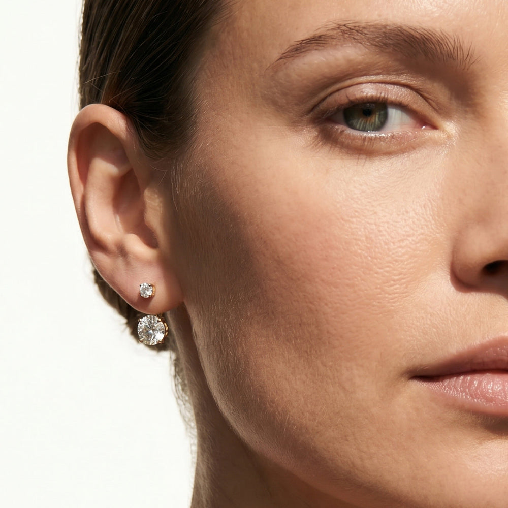 The Chrysler Front Back Studs with 18KT Rose Gold / Lab / 2 3/4 Cut Diamond in 14KT Rose Gold / Lab / 2 3/4 view 3
