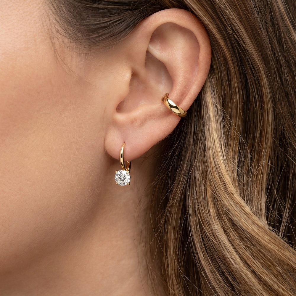 The W Classic Earrings with 18KT Rose Gold / Lab / 2 Cut Diamond in 14KT Rose Gold / Lab / 2 view 4
