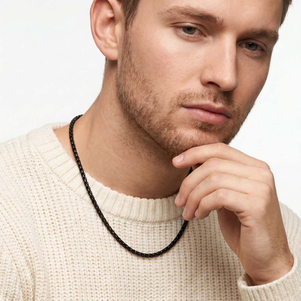 The Apex Chain Necklace with Black Titanium Cut Diamond in 14KT Black Titanium view 3
