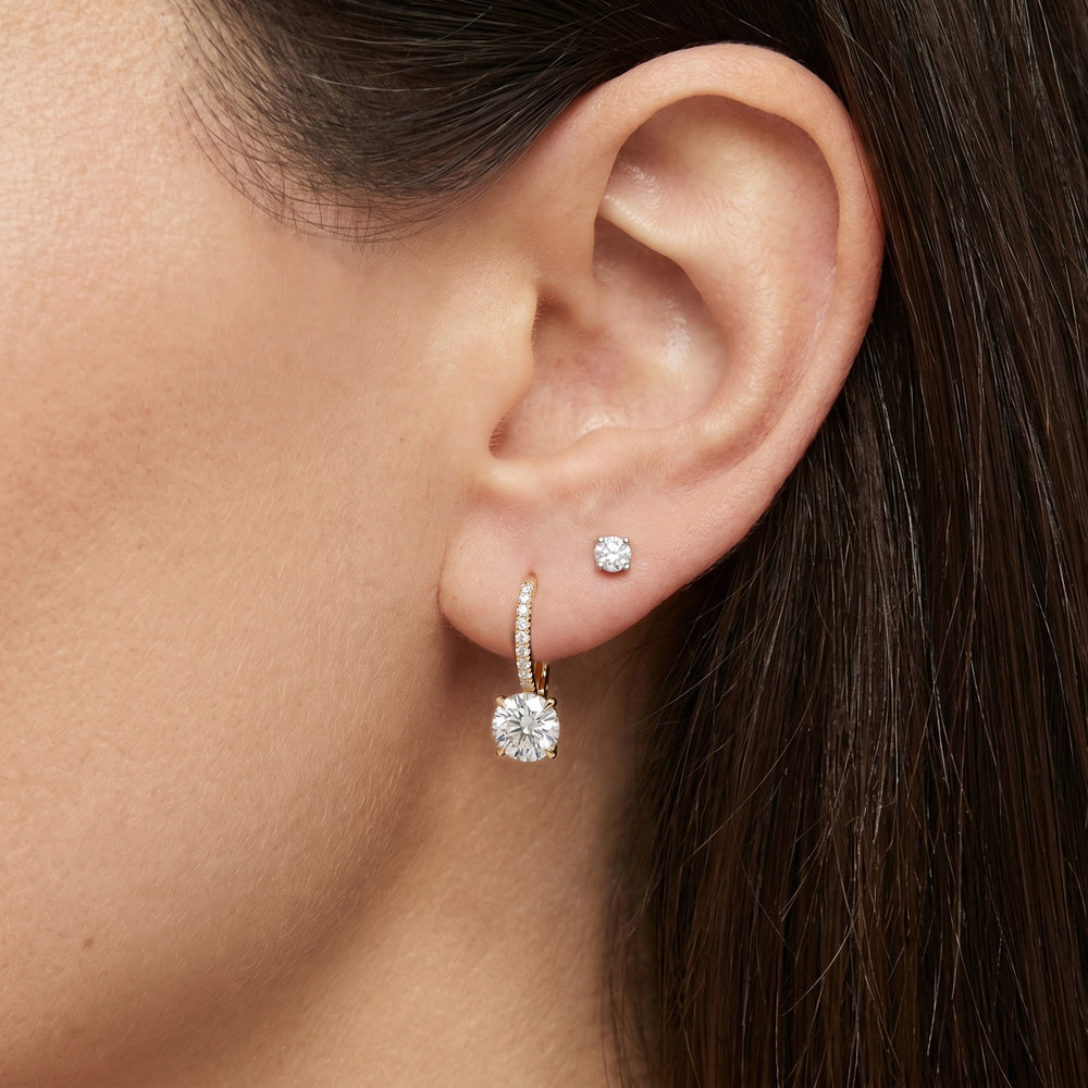 The W Pavé Earrings with 18KT Rose Gold / Lab / 2 1/10 Cut Diamond in 14KT Rose Gold / Lab / 2 1/10 view 4
