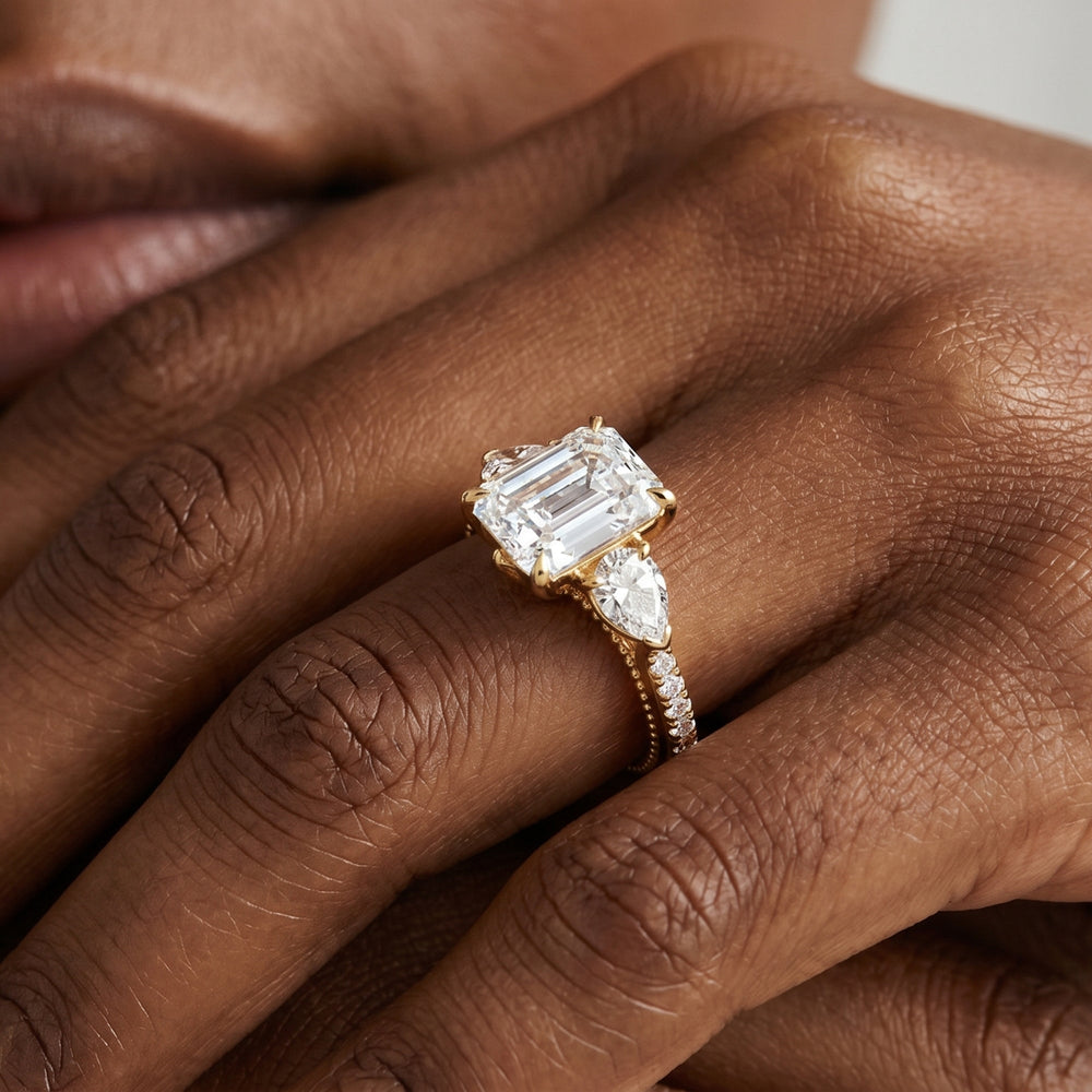 Round Cut The W Summit Engagement Ring with Lab Grown Diamond in 14KT Rose Gold & Platinum view 5
