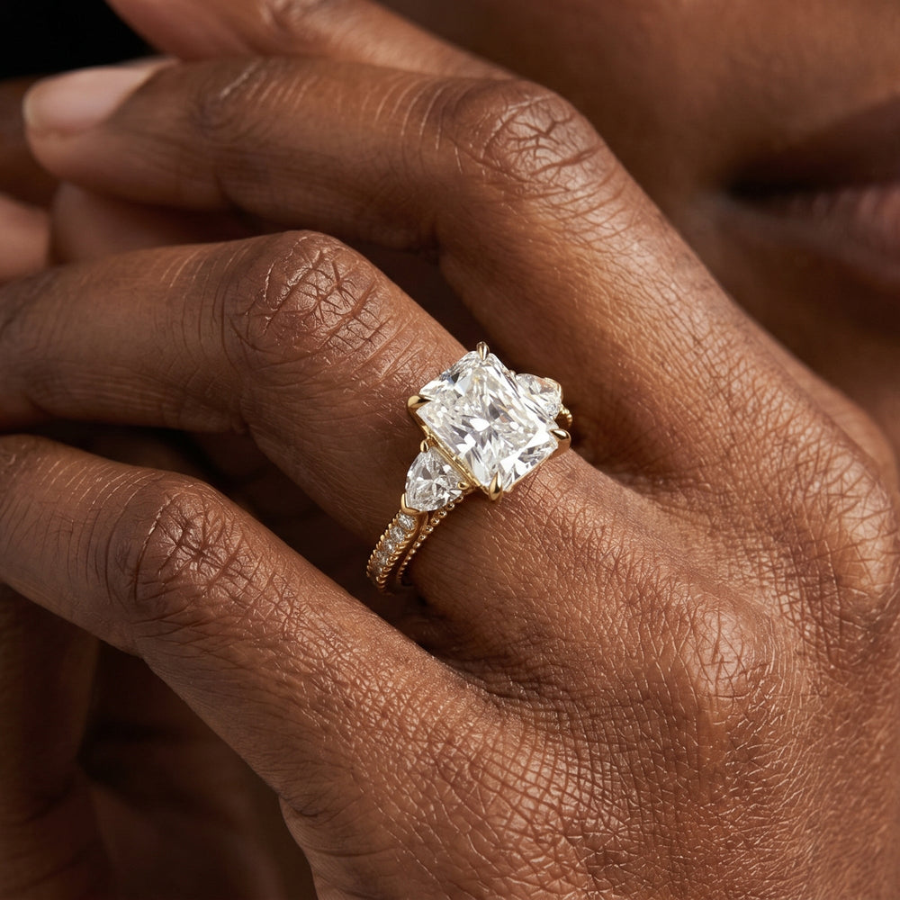 Oval Cut The W Summit Engagement Ring with Lab Grown Diamond in 14KT Yellow Gold view 3
