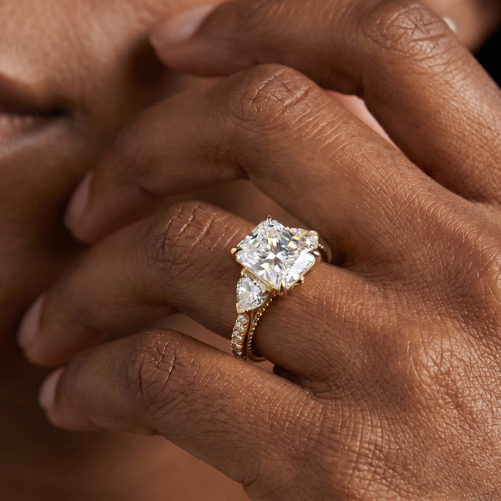 Emerald Cut The W Summit Engagement Ring with Lab Grown Diamond in 14KT Platinum view 4
