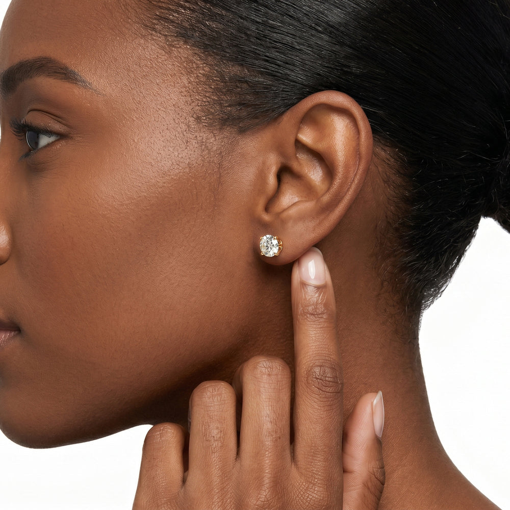 The W Studs with 18KT White Gold / Lab / 4 Cut Diamond in 14KT White Gold / Lab / 4 view 3
