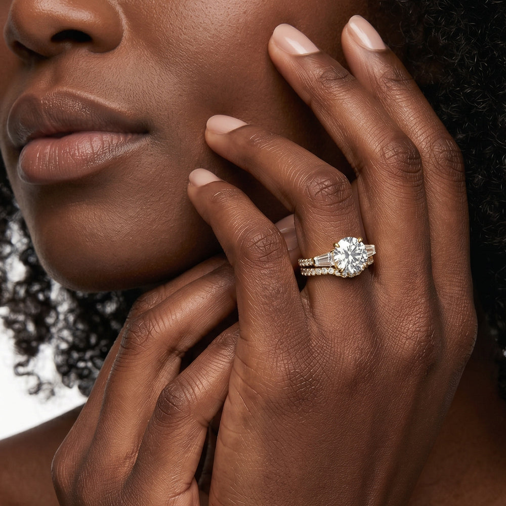 The W Horizon Diamond Wedding Band with Platinum Cut Diamond in 14KT Platinum view 3
