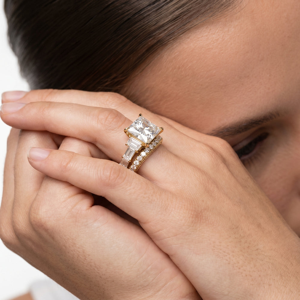 The W Zenith Diamond Wedding Band with 18KT Rose Gold Cut Diamond in 14KT Rose Gold view 3
