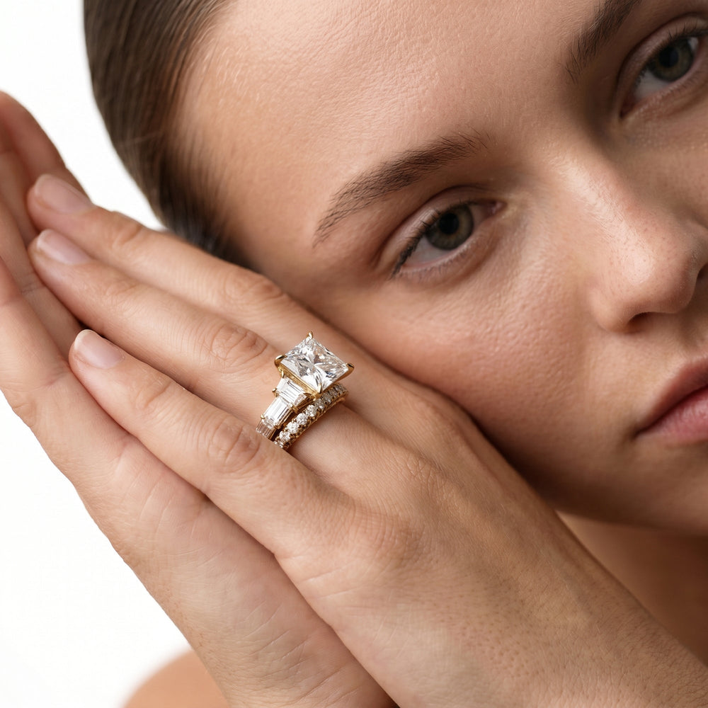 The W Zenith Diamond Wedding Band with 18KT Rose Gold & Platinum Cut Diamond in 14KT Rose Gold & Platinum view 4
