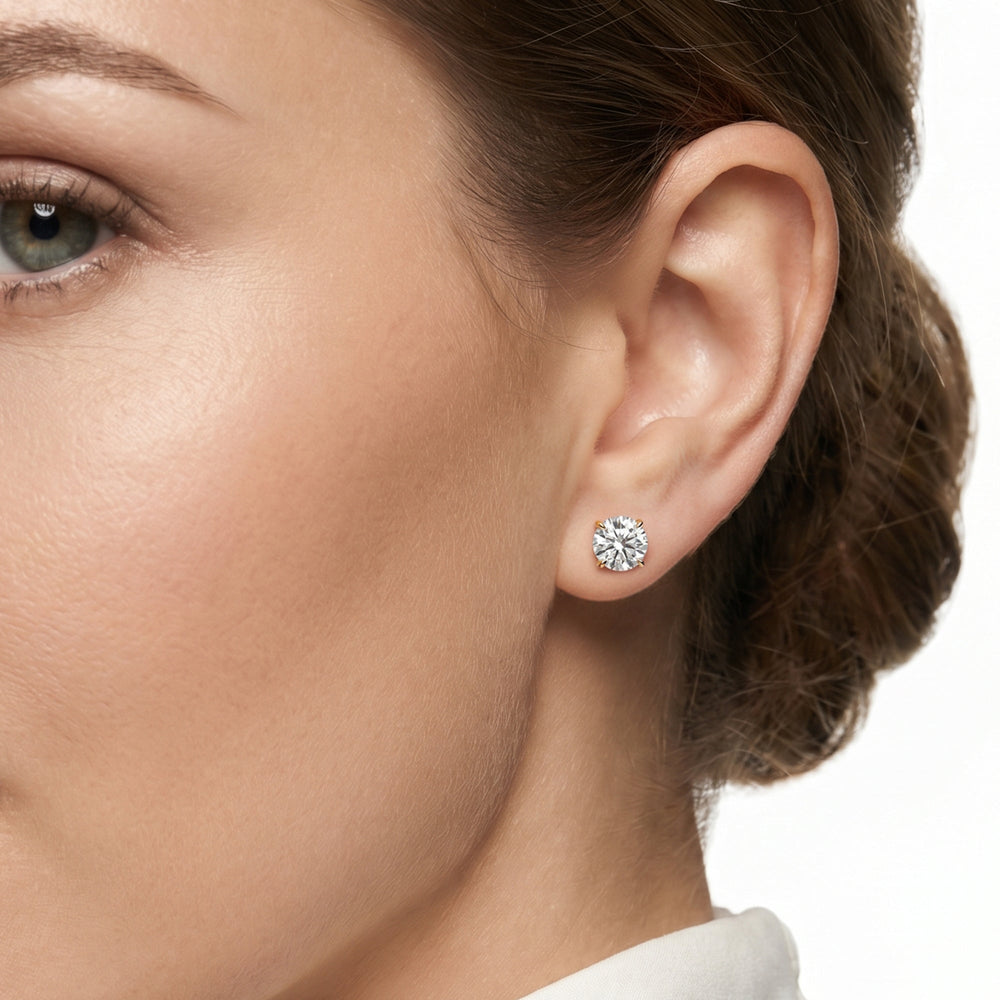 The W Studs with 18KT White Gold / Lab / 3 Cut Diamond in 14KT White Gold / Lab / 3 view 3
