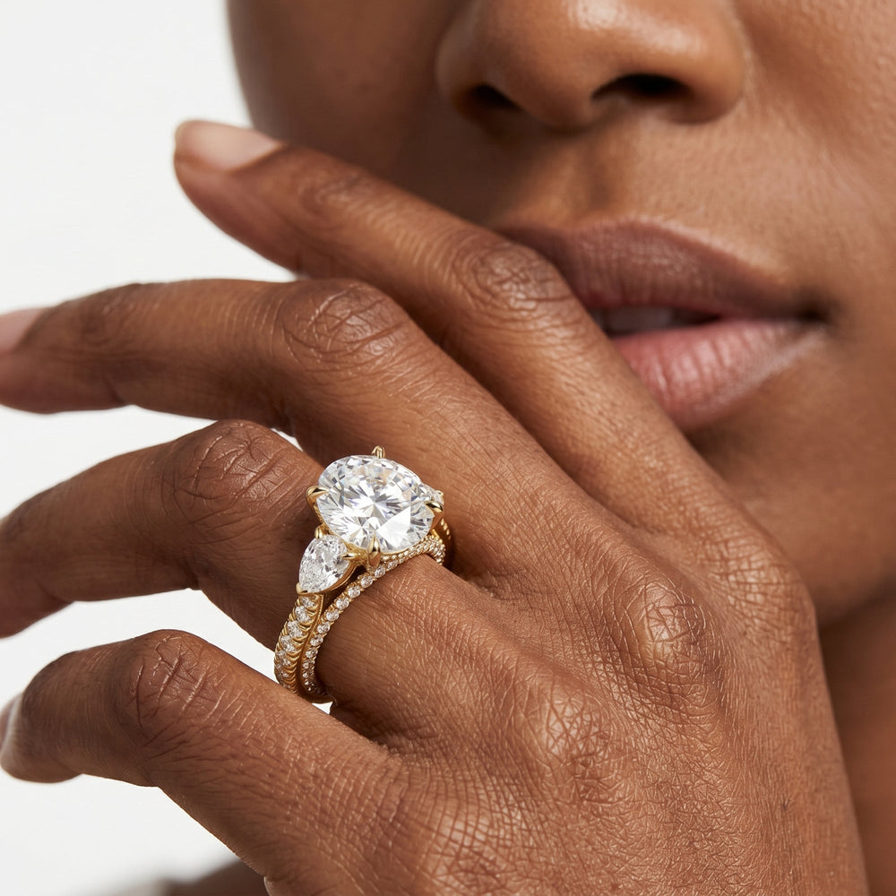 Oval Cut The W Crest Engagement Ring with Lab Grown Diamond in 14KT Rose Gold view 3

