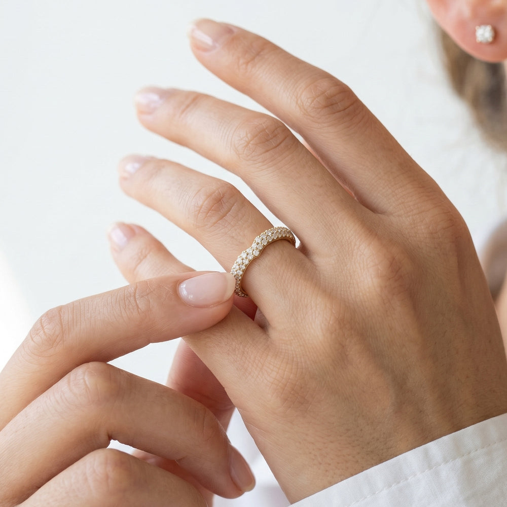 The W Radiance Diamond Wedding Band with 18KT Rose Gold Cut Diamond in 14KT Rose Gold view 3
