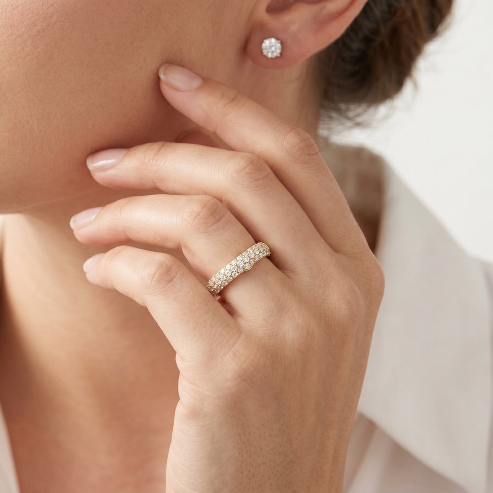 The W Radiance Diamond Wedding Band with 18KT Yellow Gold Cut Diamond in 14KT Yellow Gold view 4
