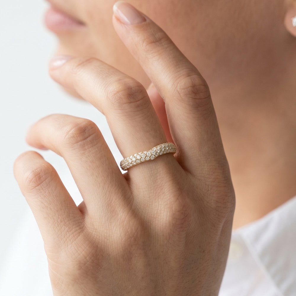 The W Radiance Diamond Wedding Band with 18KT Rose Gold Cut Diamond in 14KT Rose Gold view 2
