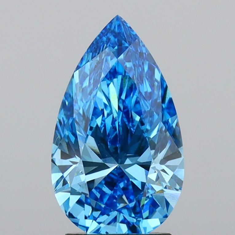 2.53 Carat Pear Lab Diamond with  Cut Diamond in 14KT  view 1
