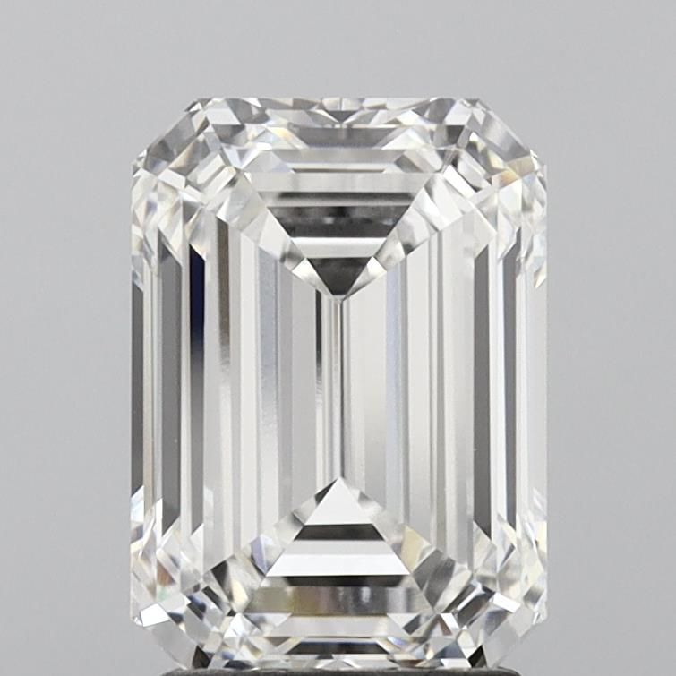 2.58 Carat Emerald Lab Diamond with  Cut Diamond in 14KT  view 1
