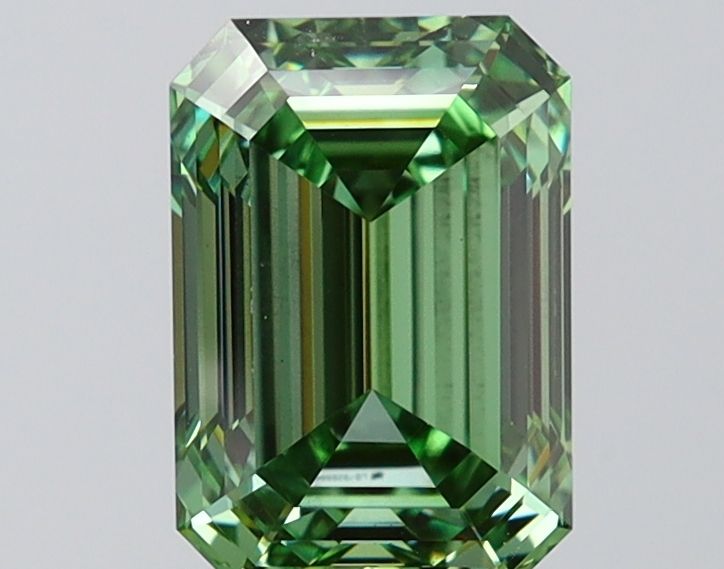 2.01 Carat Emerald Lab Diamond with  Cut Diamond in 14KT  view 1
