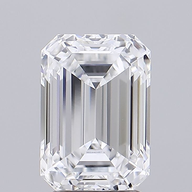 2.82 Carat Emerald Lab Diamond with  Cut Diamond in 14KT  view 1
