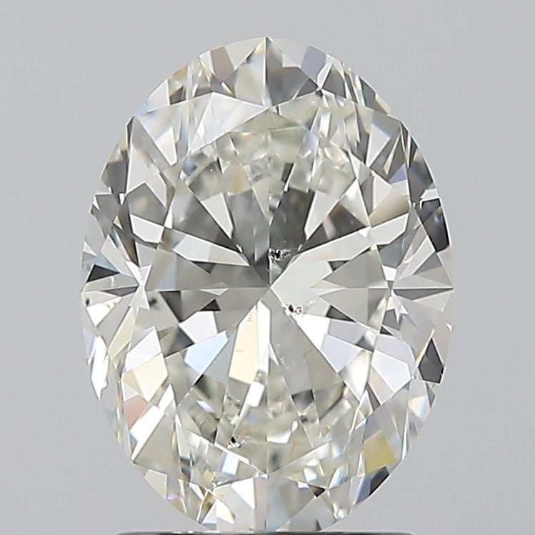 2.01 Carat Oval Natural Diamond with  Cut Diamond in 14KT  view 1

