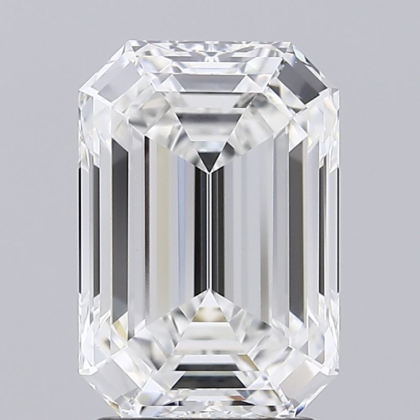 2.87 Carat Emerald Lab Diamond with  Cut Diamond in 14KT  view 1

