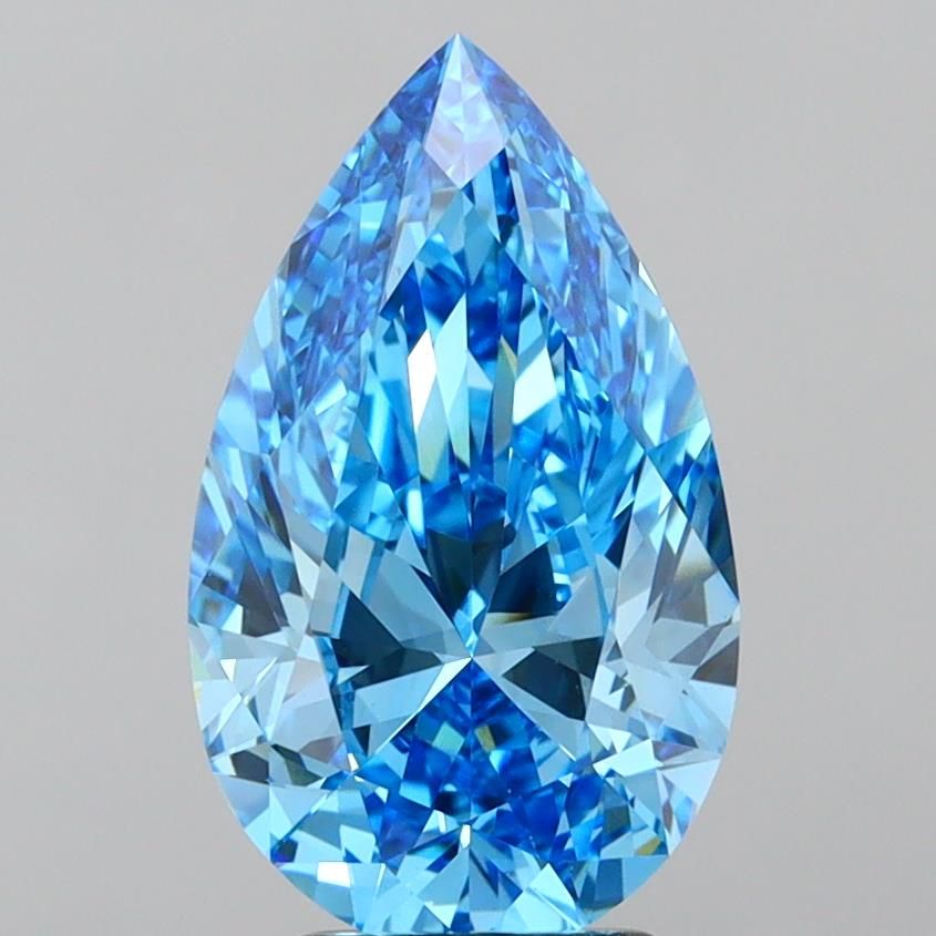 4.02 Carat Pear Lab Diamond with  Cut Diamond in 14KT  view 1
