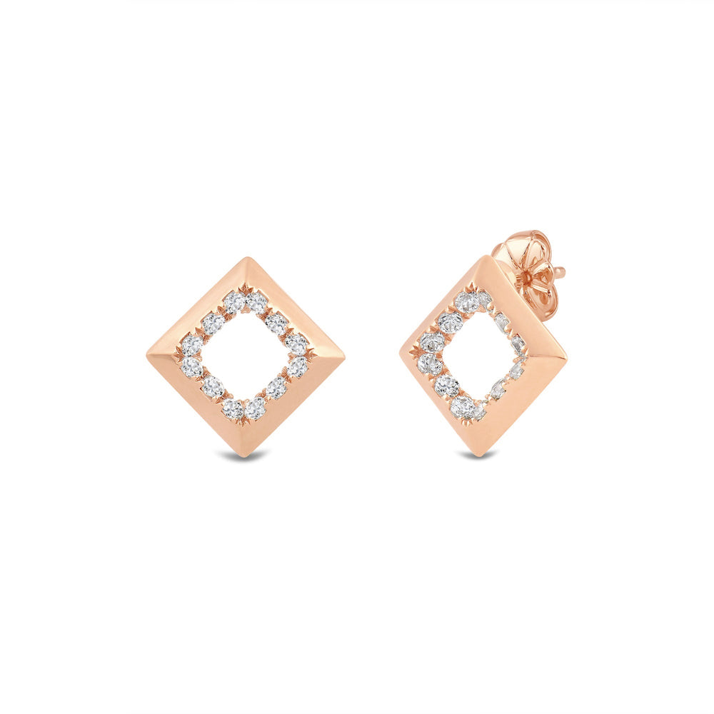 Kite Shape Diamond Accent Earrings with 14KT Rose Gold / Lab / 1/8 Cut Diamond in 14KT Rose Gold / Lab / 1/8 view 1
