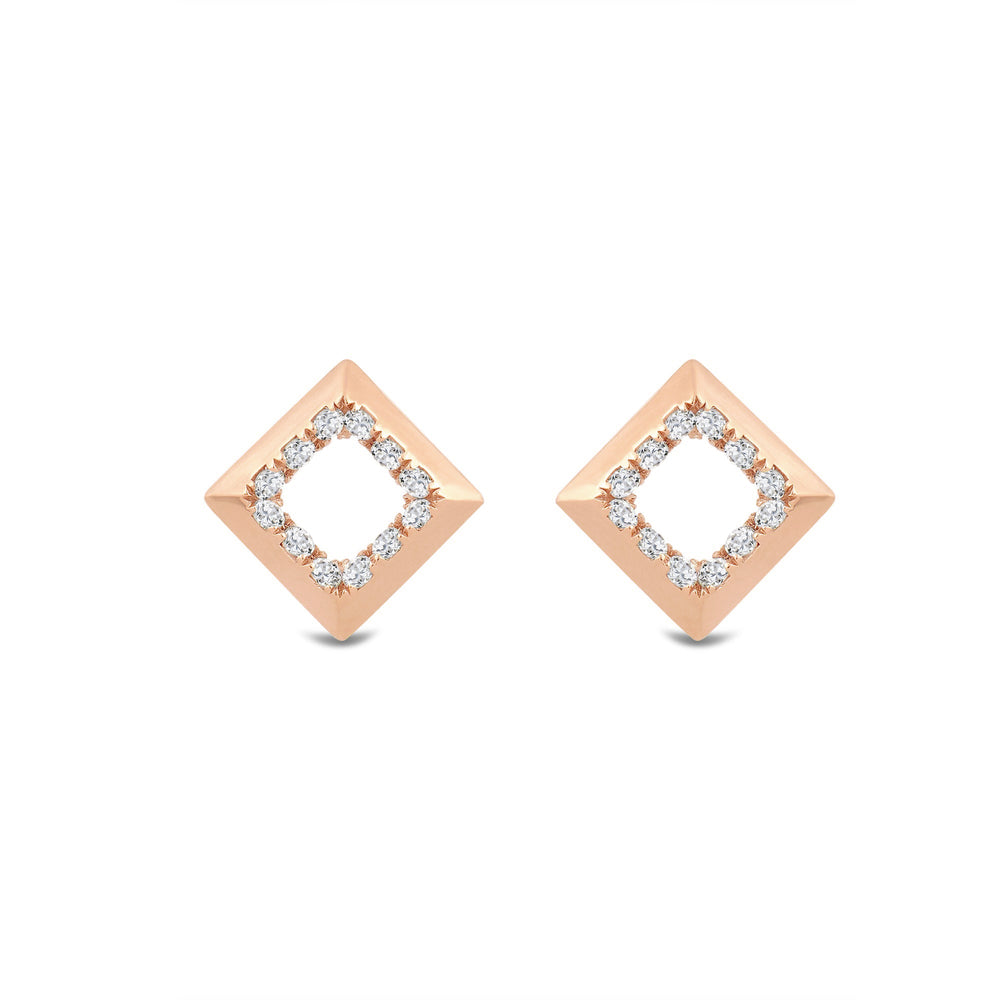 Kite Shape Diamond Accent Earrings with 14KT Rose Gold / Lab / 1/8 Cut Diamond in 14KT Rose Gold / Lab / 1/8 view 2
