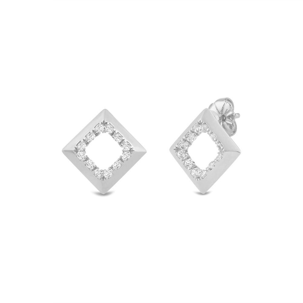 Kite Shape Diamond Accent Earrings with 14KT White Gold / Lab / 1/8 Cut Diamond in 14KT White Gold / Lab / 1/8 view 1
