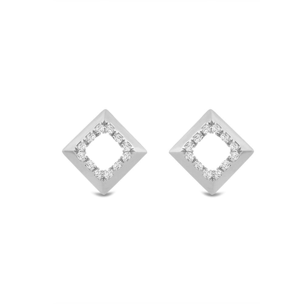 Kite Shape Diamond Accent Earrings with 14KT White Gold / Lab / 1/8 Cut Diamond in 14KT White Gold / Lab / 1/8 view 2
