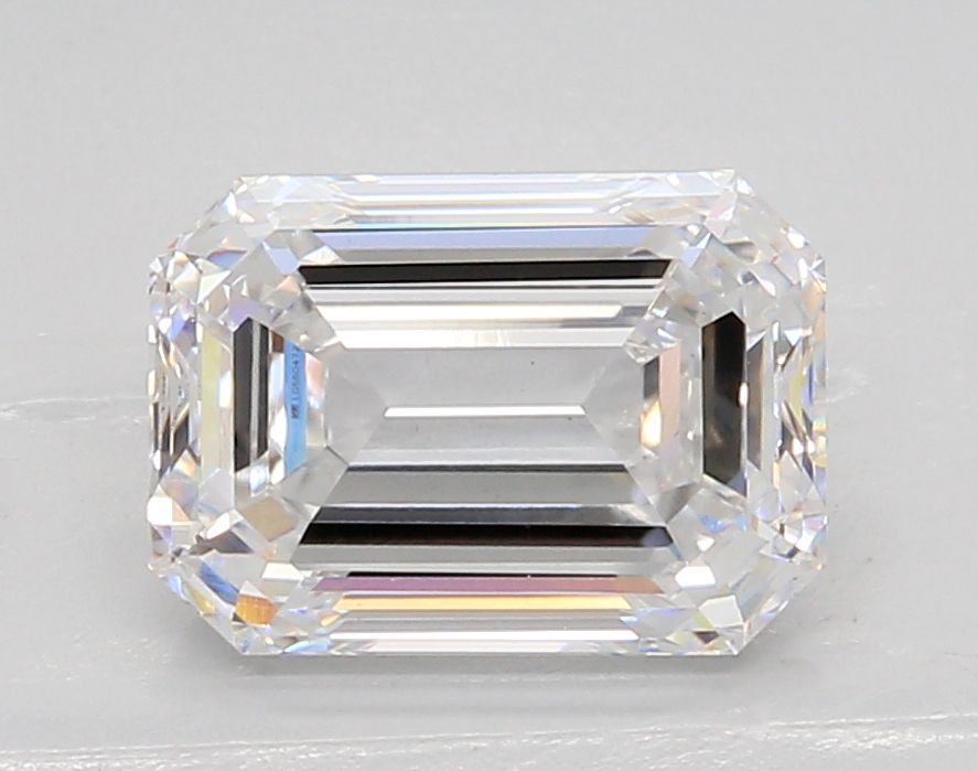 3.0 Carat Emerald Lab Diamond with  Cut Diamond in 14KT  view 1
