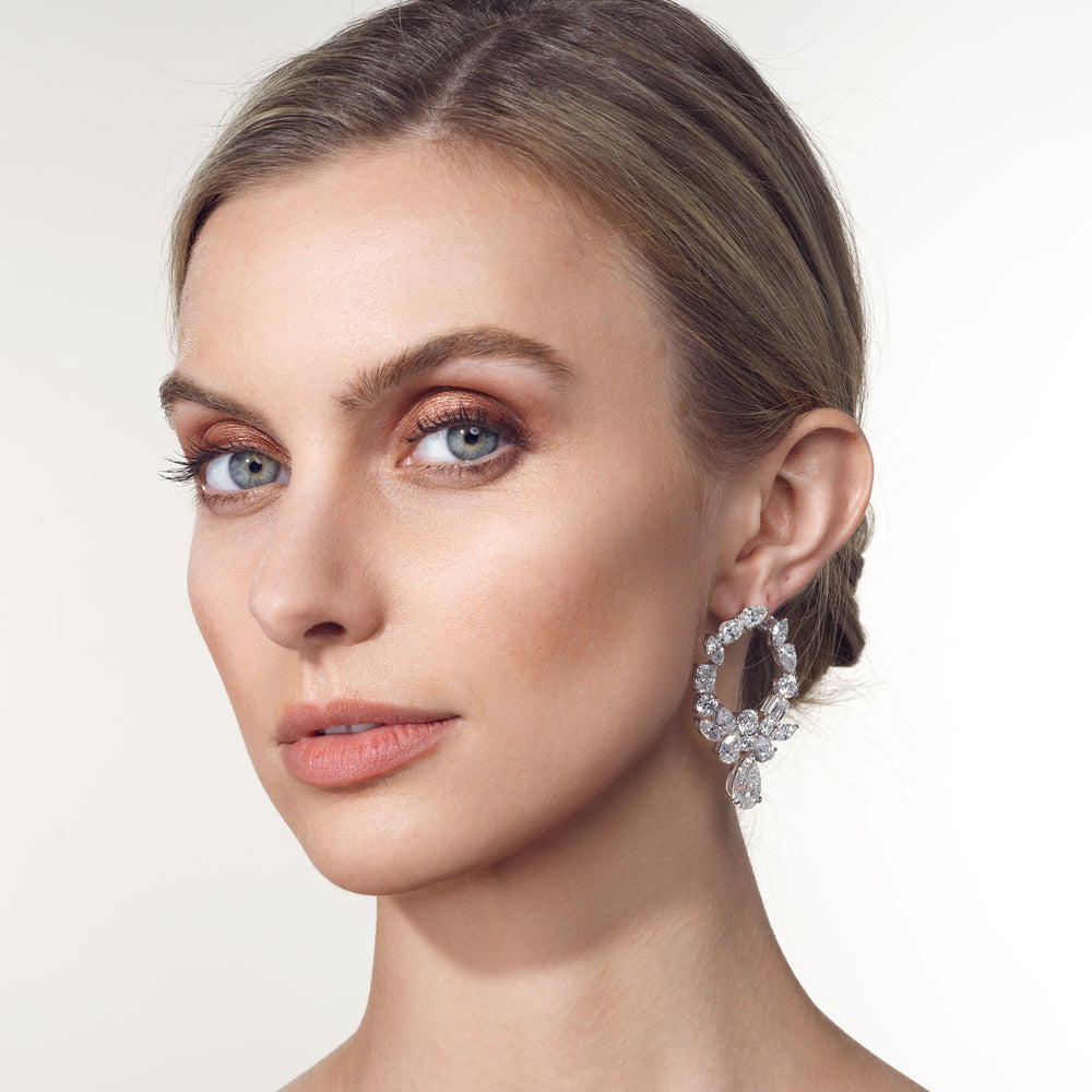 The Raphael Earrings with 18KT White Gold / Lab / 32 1/2 Cut Diamond in 14KT White Gold / Lab / 32 1/2 view 5
