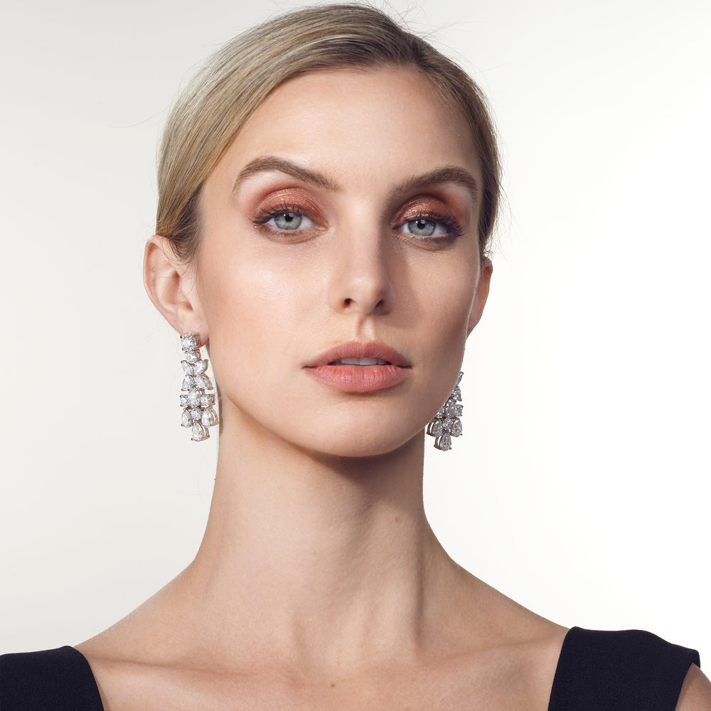 The Monticelli Earrings with 18KT White Gold / Lab / 28 1/2 Cut Diamond in 14KT White Gold / Lab / 28 1/2 view 5
