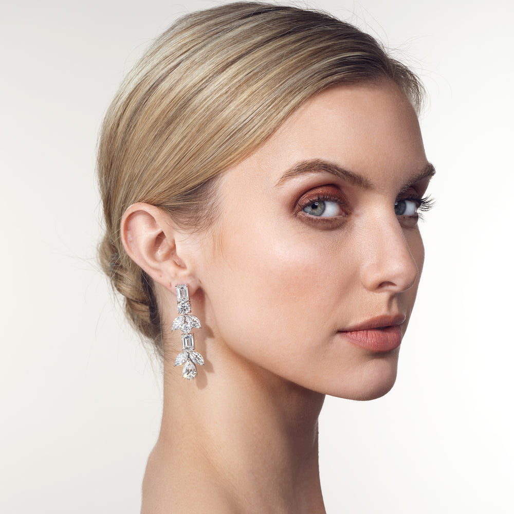 The Mauve Earrings with 18KT White Gold / Lab / 29 1/2 Cut Diamond in 14KT White Gold / Lab / 29 1/2 view 4
