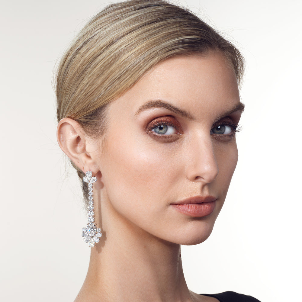 The Seurat Earrings with 18KT White Gold / Lab / 27 1/8 Cut Diamond in 14KT White Gold / Lab / 27 1/8 view 4
