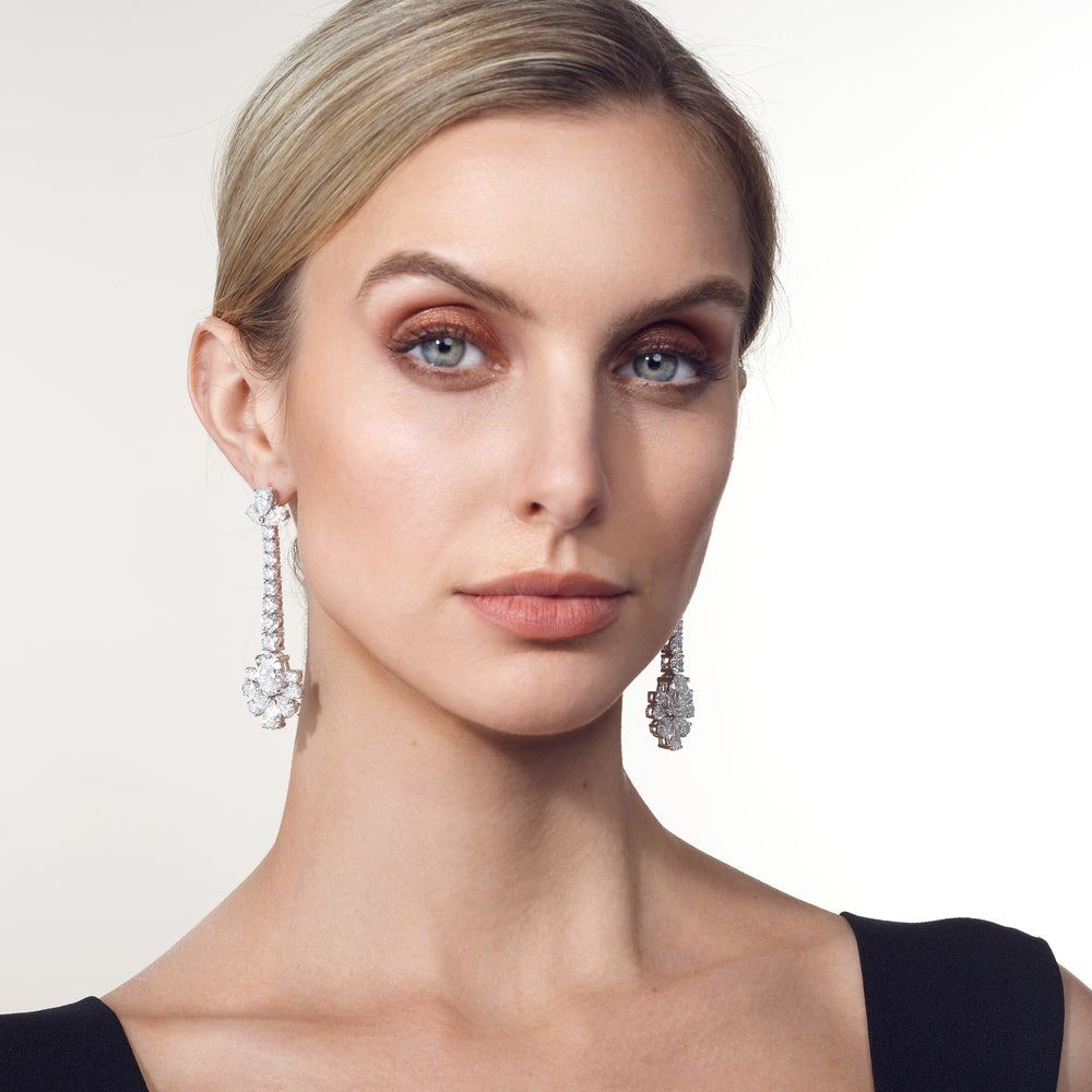 The Seurat Earrings with 18KT White Gold / Lab / 27 1/8 Cut Diamond in 14KT White Gold / Lab / 27 1/8 view 5
