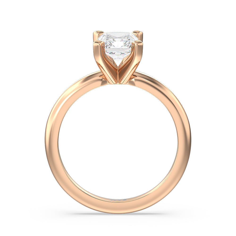 Radiant Cut Classic Four Prong Solitaire Lab Diamond Engagement Ring (E+ VVS+) with Lab Grown Diamond in 14KT Rose Gold view 3
